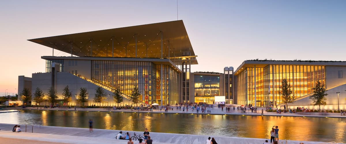 View of Stavros Niarchos Foundation Cultural Center in city of Athens.