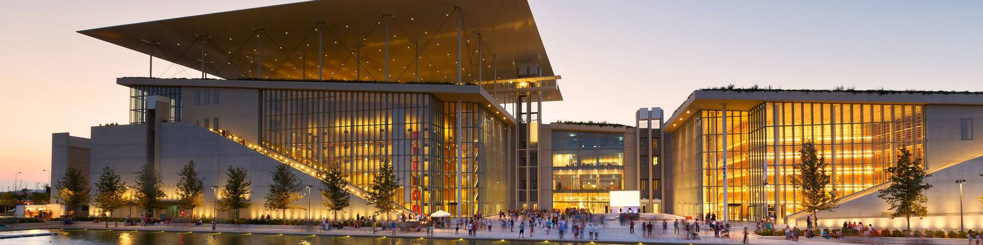 View of Stavros Niarchos Foundation Cultural Center in city of Athens.