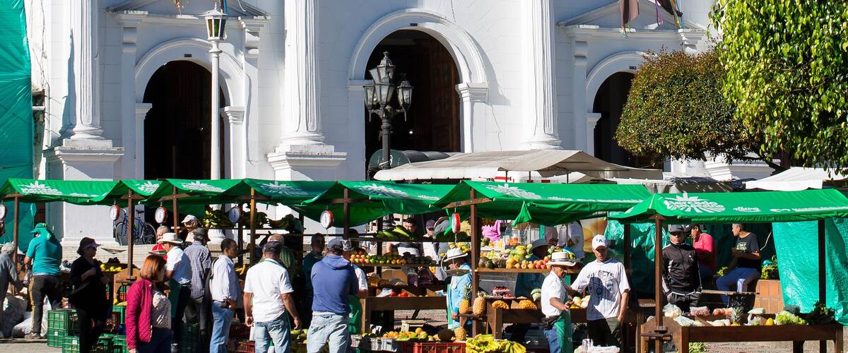 El Retiro, Antioquia / Colombia. July 07, 2019. Our Lady of the Rosary Church. This church, which presides over the main square of El Retiro.