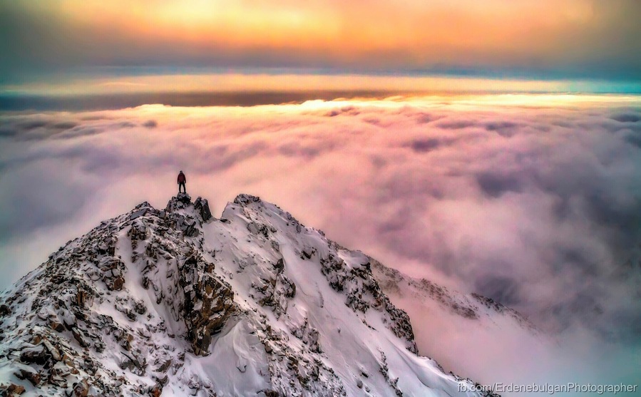 On the top of mount Munku Sardyk. Munku sardyk is summit of Sayan mountain range.