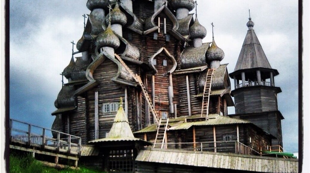 "#TroveOn Kizhi Island near lake Onega in Russia. This 15th century church was built on logs and assembled without nails. The said structure were the most famous and called "Kizhi Pogost", which is a UNESCO heritage site.