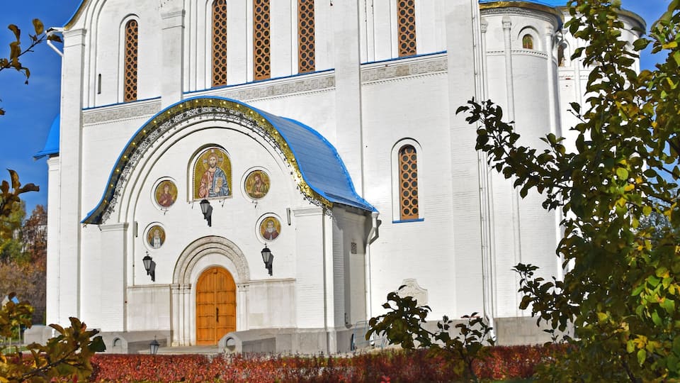The construction of the Intercession Church in Yasenevo began in 2008. The temple was opened in 2015. Architects Vladimir Kozlov and Lev Petrov. Russia, Moscow, October 2018.