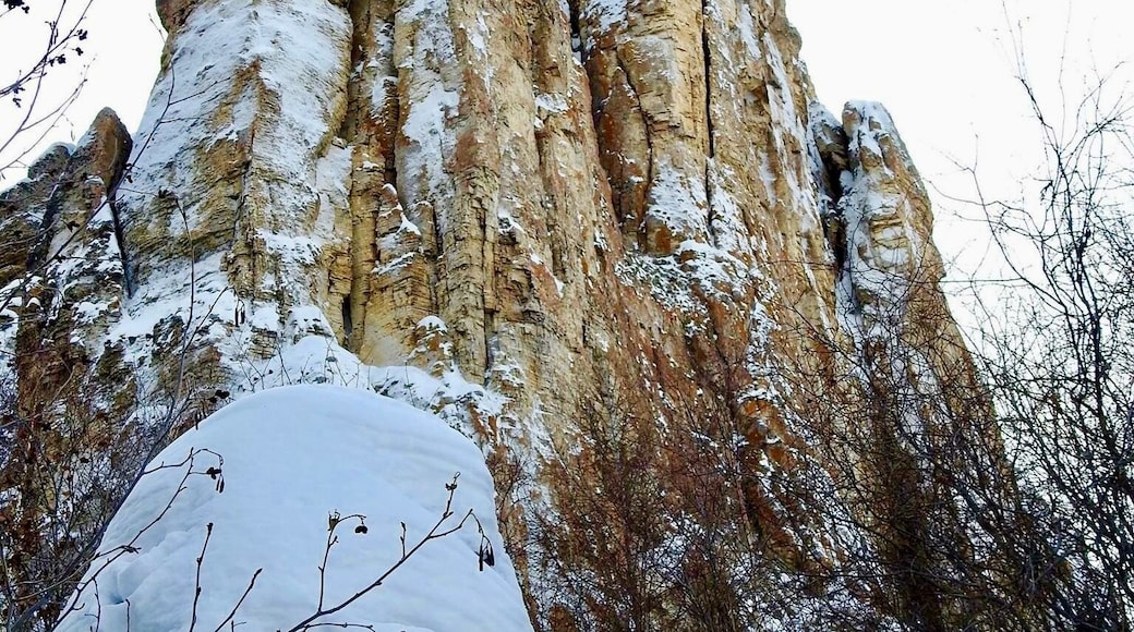 Sacred shamanic site at the Lena Pillars where Yakut people come to leave offerings, Khangalas District, #Yakutia