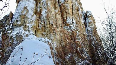 Sacred shamanic site at the Lena Pillars where Yakut people come to leave offerings, Khangalas District, #Yakutia