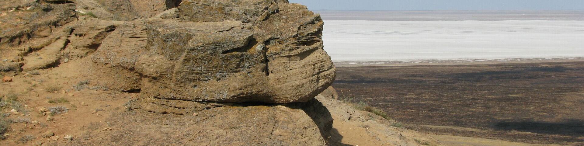 Gora Bol'shoye Bogdo.Big Bogdо is a mountain in the Akhtubinsky district of the Astrakhan region of Russia, the highest point of the Caspian lowland (149.6 m above sea level, 171 m above the level of Lake Baskunchak). The mountain is the edge of the salt dome