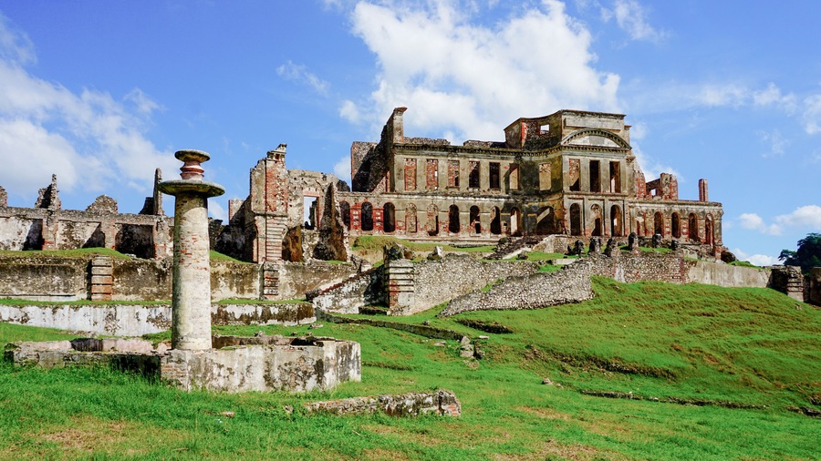 Sans Souci Palace, in Haiti, island, Caribbean, America. It was a royal residence in the early 1800's, now an UNESCO World Heritage Site.