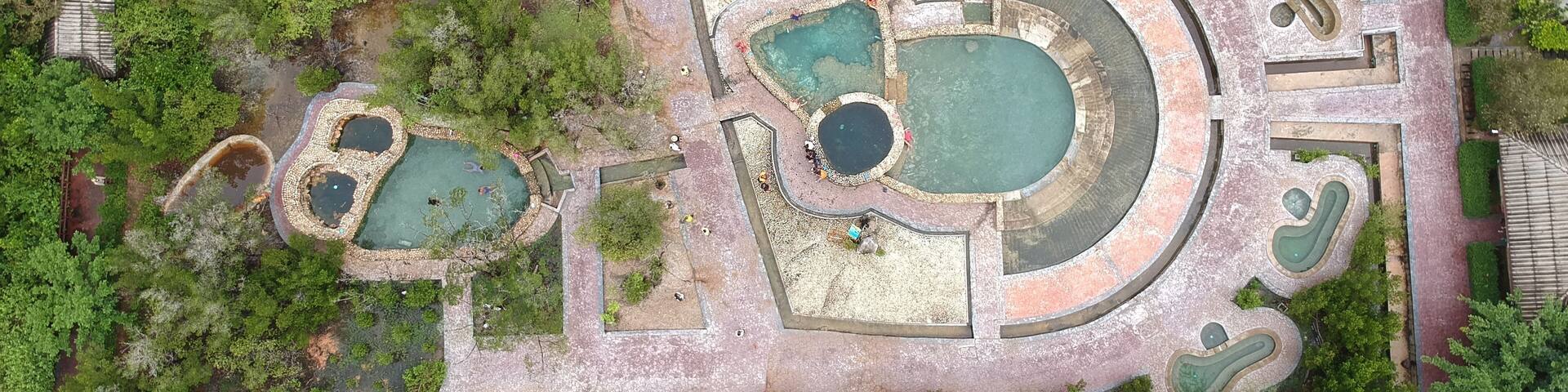 Aerial drone top view Saline hot spring Khlong Thom Krabi thailand one from two in the world Treatment for paresis