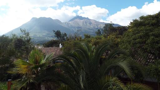 View of volcano from wonderful Hacienda Cusin