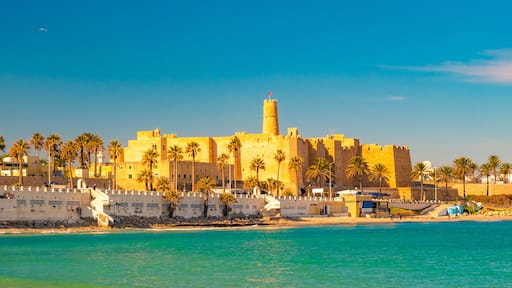 Monastir in Tunisia is an ancient city and popular tourist destination on the Mediterranean Sea.