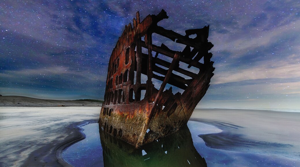 Peter Iredale Shipwreck Under Starry Night Sky along Oregon coast