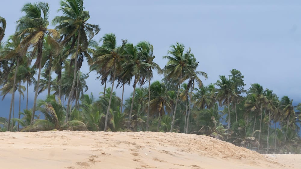 Tropical storm at the Azuretti beach in Grand Bassam, Ivory Coast, Africa