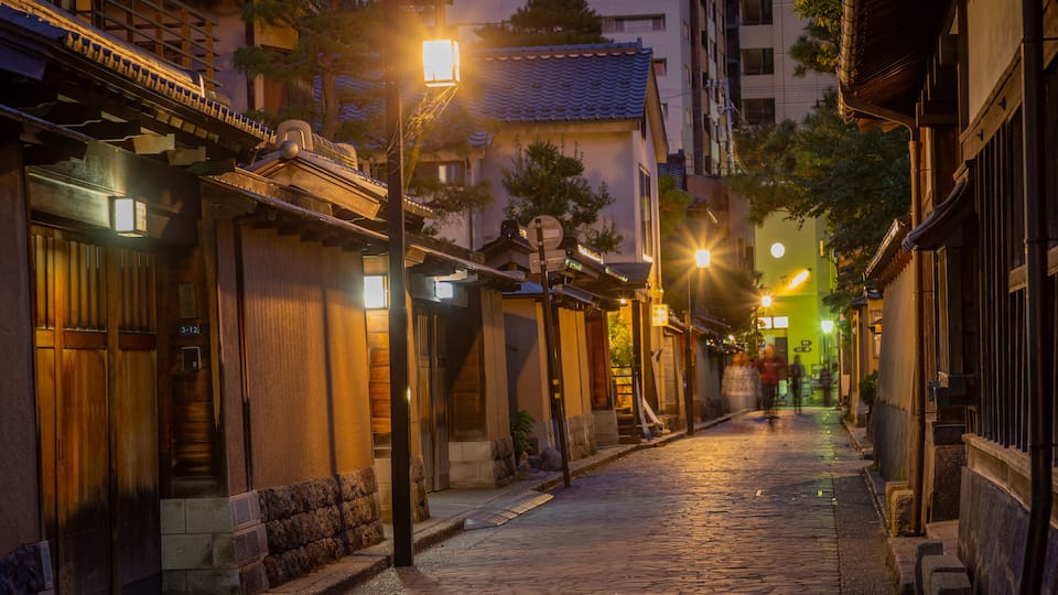 Nagamachi Samurai District featuring night scenes