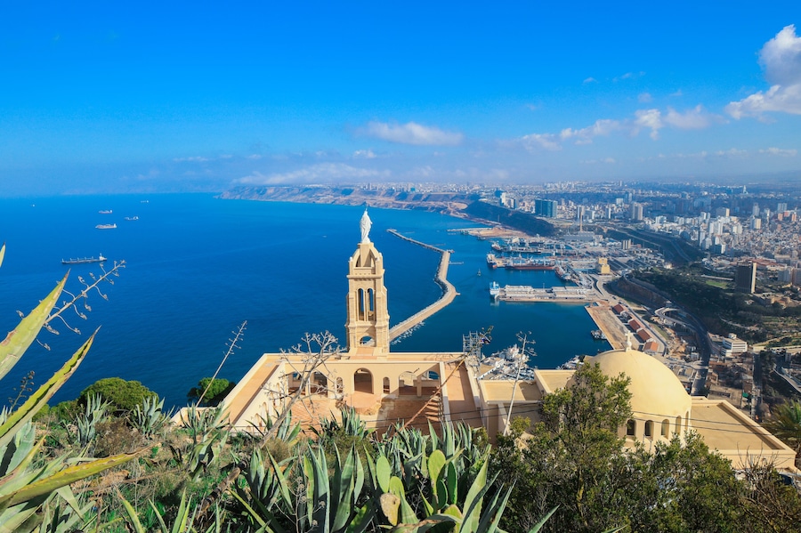 Panoramic View to the Oran Port on the Coastline of Mediterranean Sea, Algeria
