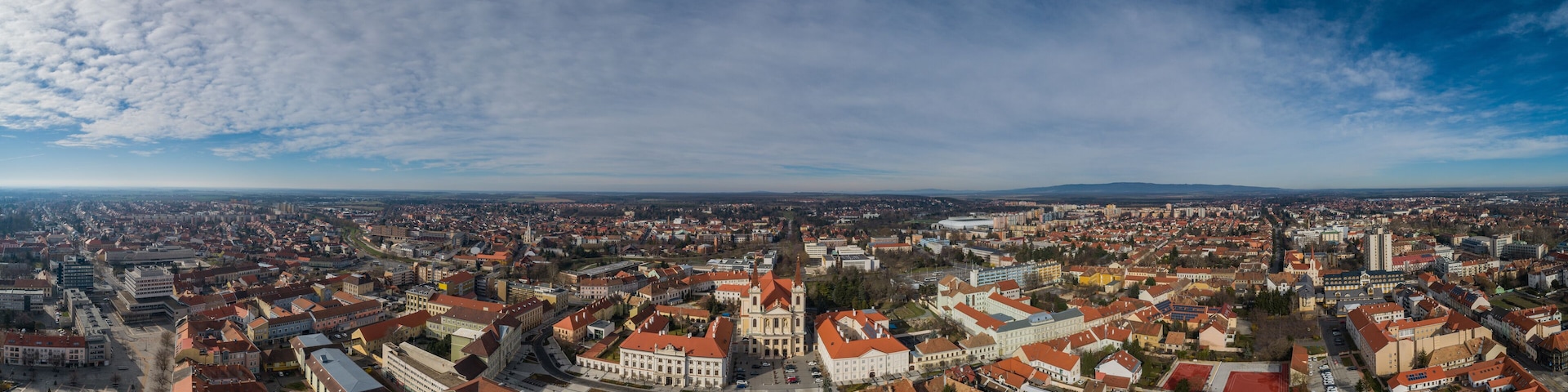 Aerial panorama of Szombathely Hungary