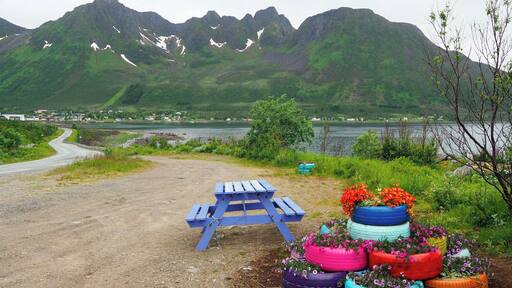 What a perfect picnic spot! Found along the side of the highway on the way to the town of Senjahopen on the island of Senja.