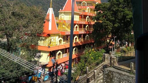 The famous 13 storey temple right next to the Laxman bridge.