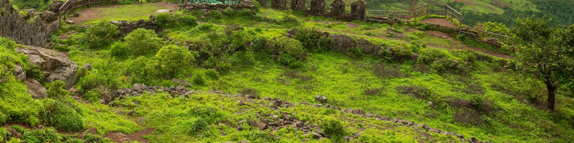 View of Hatgad fort and Saputara hills in the background, Nashik, Maharashtra, India.