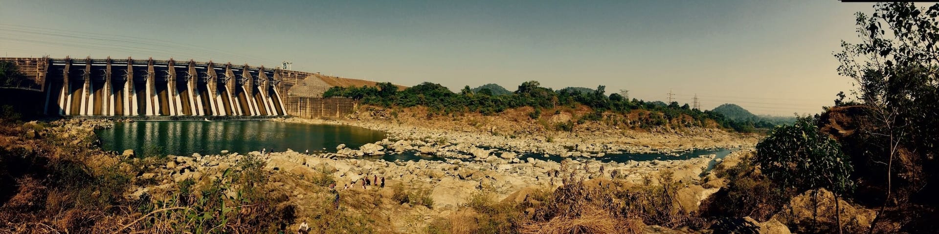 Panorama of the maithan dam along with the river terrain