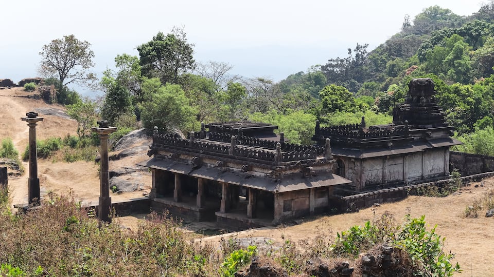 View of Srikantheswara Temple, Kavaledurga Fort. Fort was built in 9th century, and it was renovated in 14th century by Cheluvarangappa. Shimoga, Karnataka, India