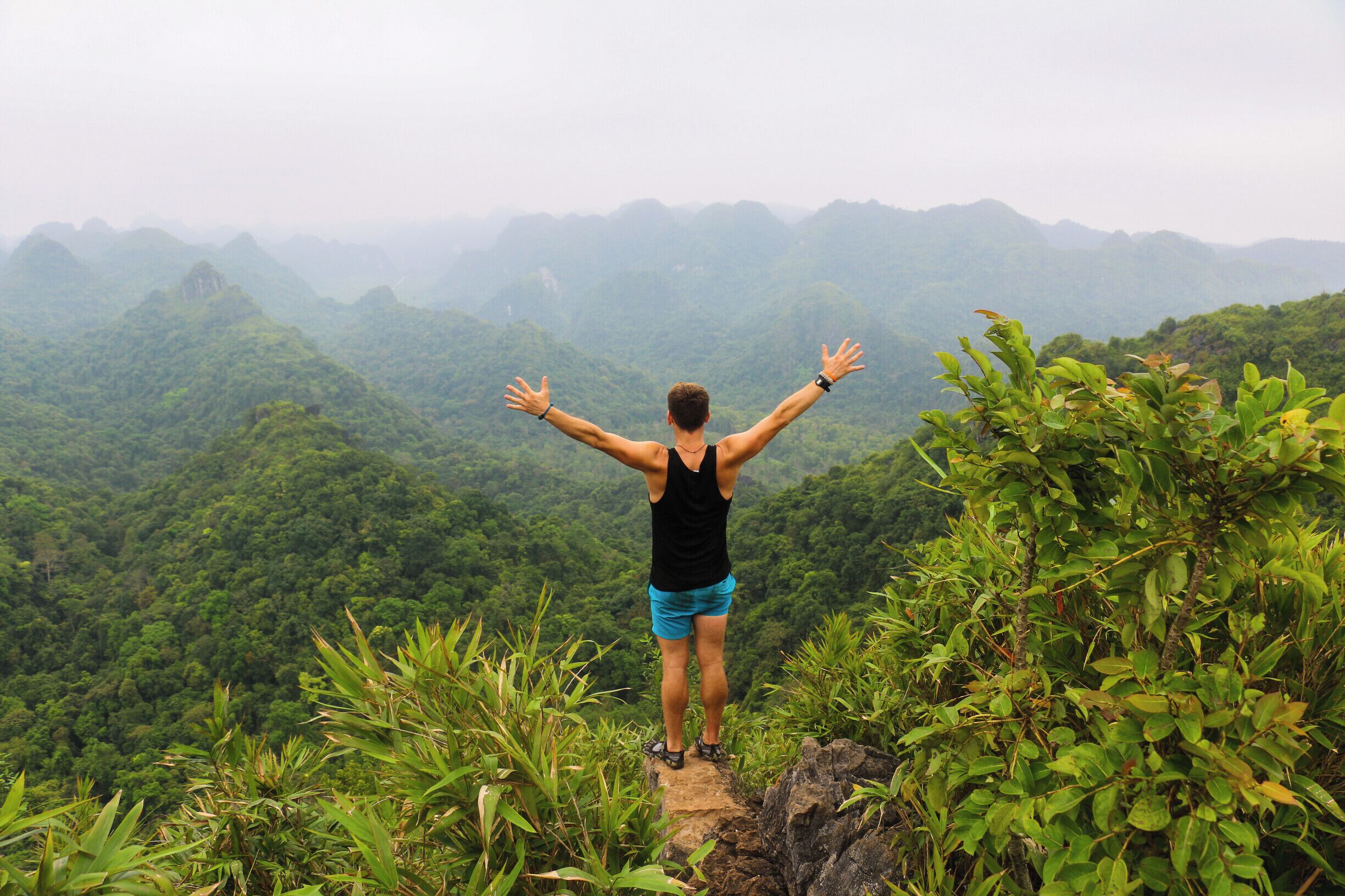 Take a Hiking trip on Cat Ba Island, approx 1hr of jungle trekking to reach the summit to views like this
