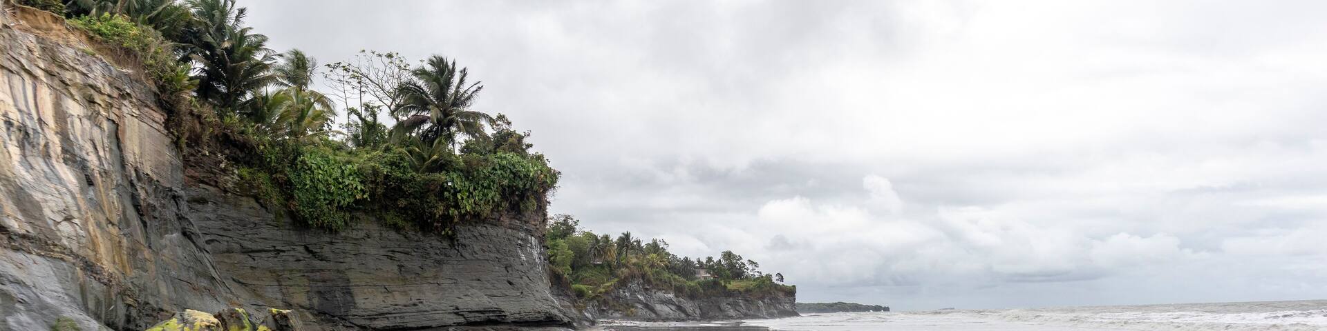 Beaches and cliffs in the Colombian Pacific Ocean. Tourism and relaxation in Valle del Cauca, Colombia.