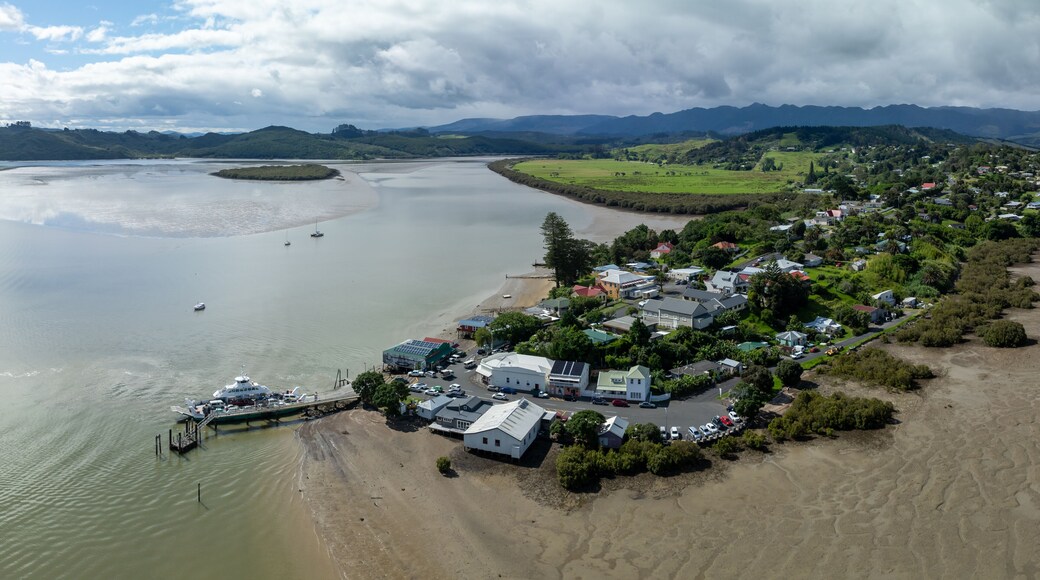 Car Ferry docking in the port at Rawene, Northland, New Zealand.