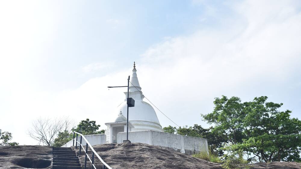 The Pagoda on the Hilltop of the Maligatenna (Maligathanna) Raja Maha Viharaya, Gampaha, Sri Lanka.