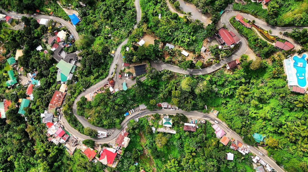 Top-Down Aerial of Winding Busay Hills Road to Temple of Leah