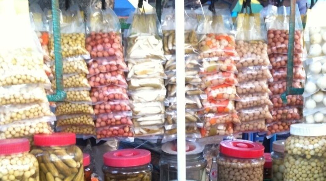 Assorted fruits and veggies brined - displayed at a road side vendor cart near Thalikkulam, Kerala