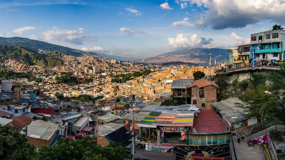 Comuna 13 with graffiti in Medellin