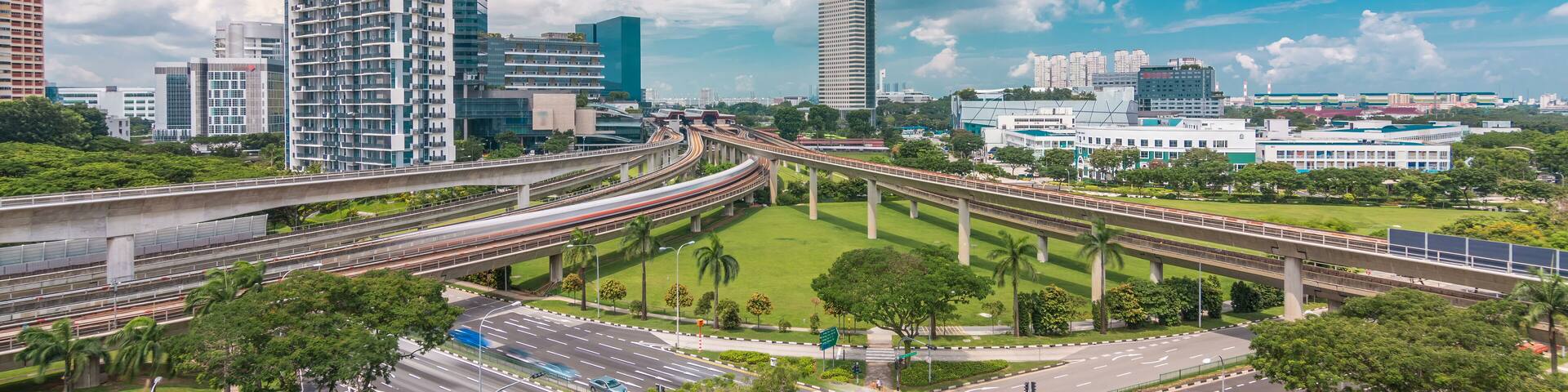 Jurong East Interchange metro station aerial timelapse, one of the major integrated public transportation hub in Singapore