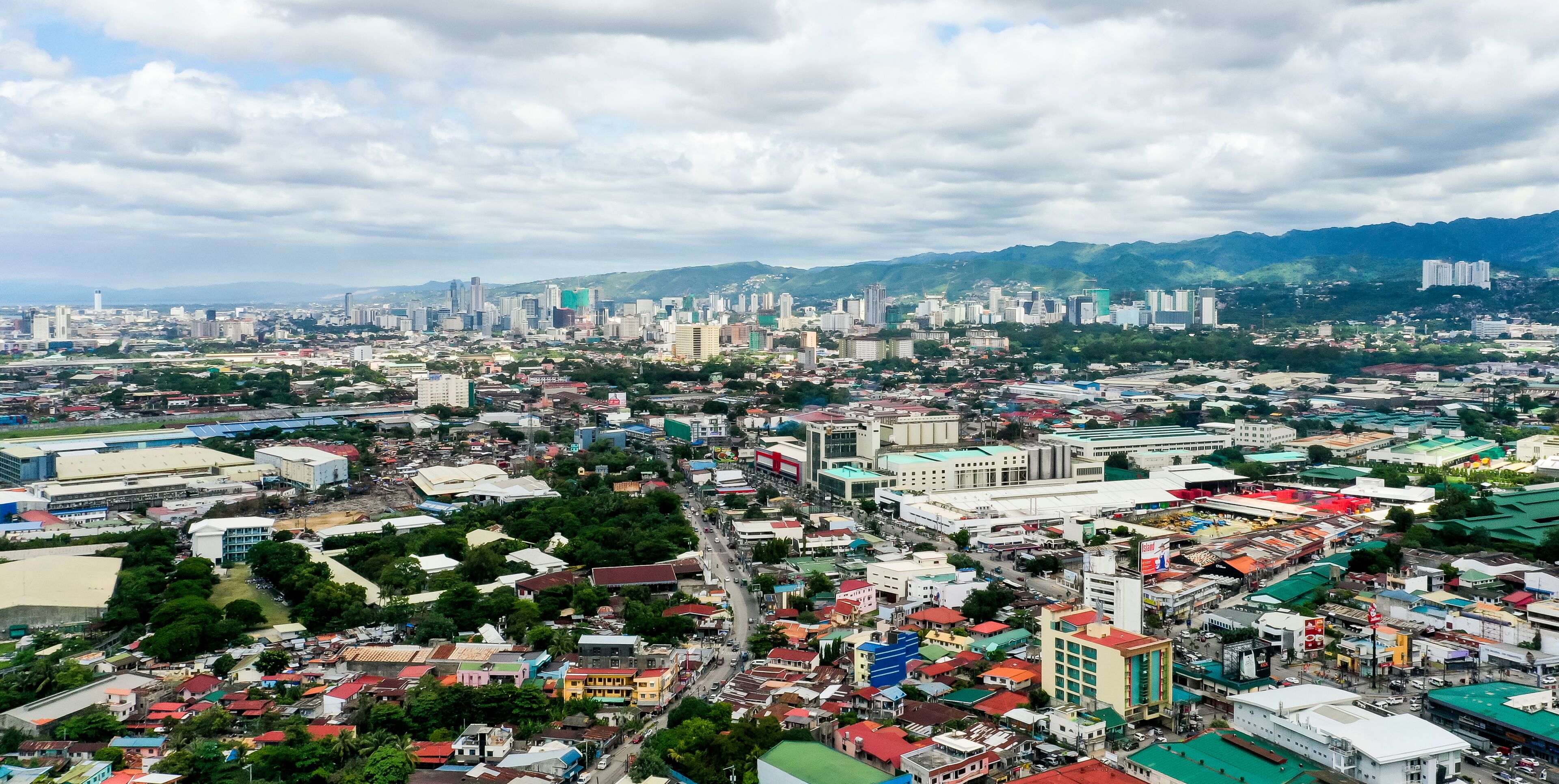 Mandaue, Cebu Philippines - July 2019: View of Mandaue City and the main skyline of Cebu.