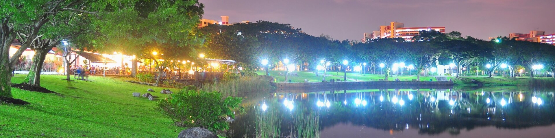 Punggol park with eateries by the pond