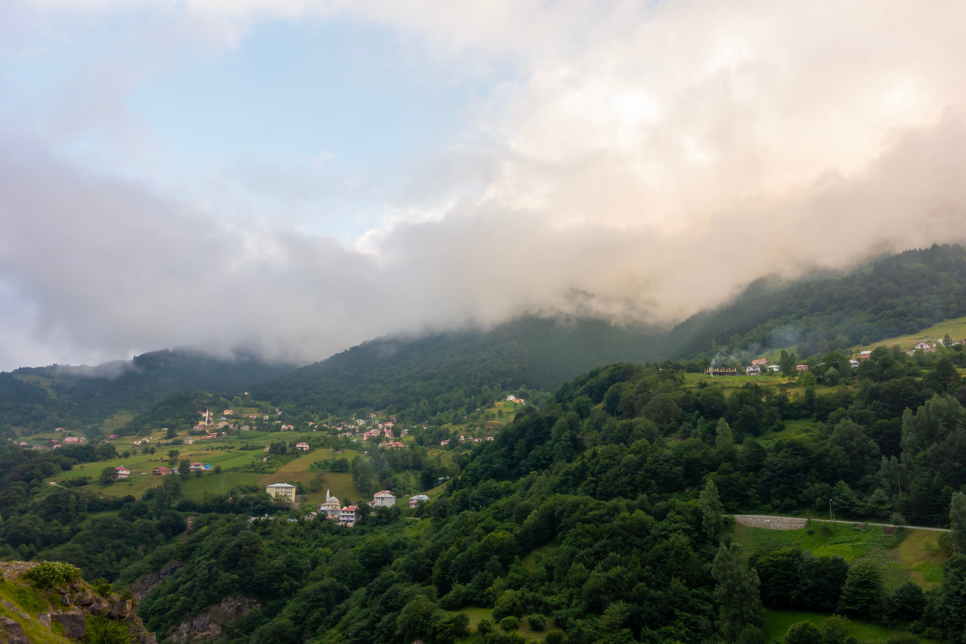 Hamsiköy village photo taken on a spring day, Macka, Trabzon, Turkey