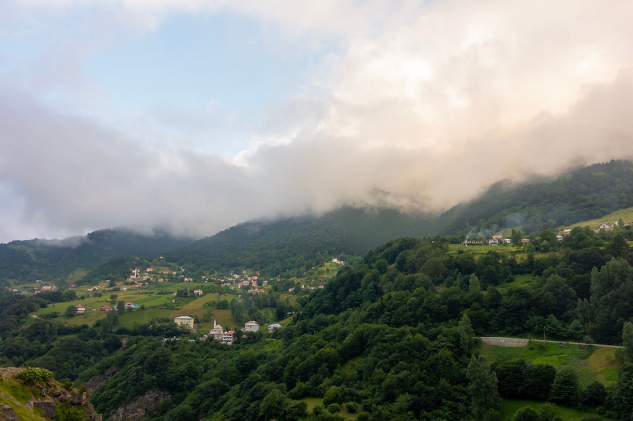 Hamsiköy village photo taken on a spring day, Macka, Trabzon, Turkey