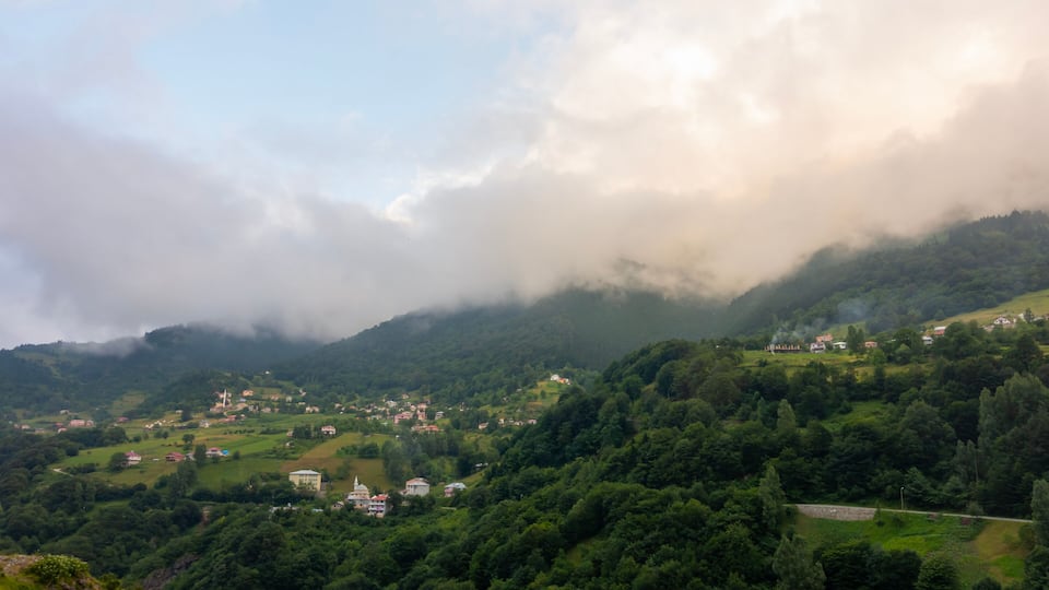 Hamsiköy village photo taken on a spring day, Macka, Trabzon, Turkey