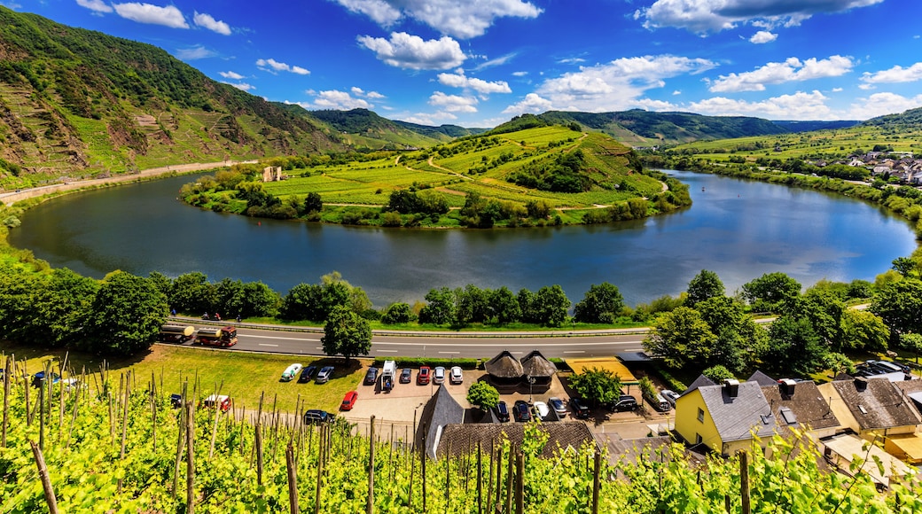 Moselle valley Germany: view from Bremm viewpoint on Moselle loop with river Moselle in summer, Germany Europe