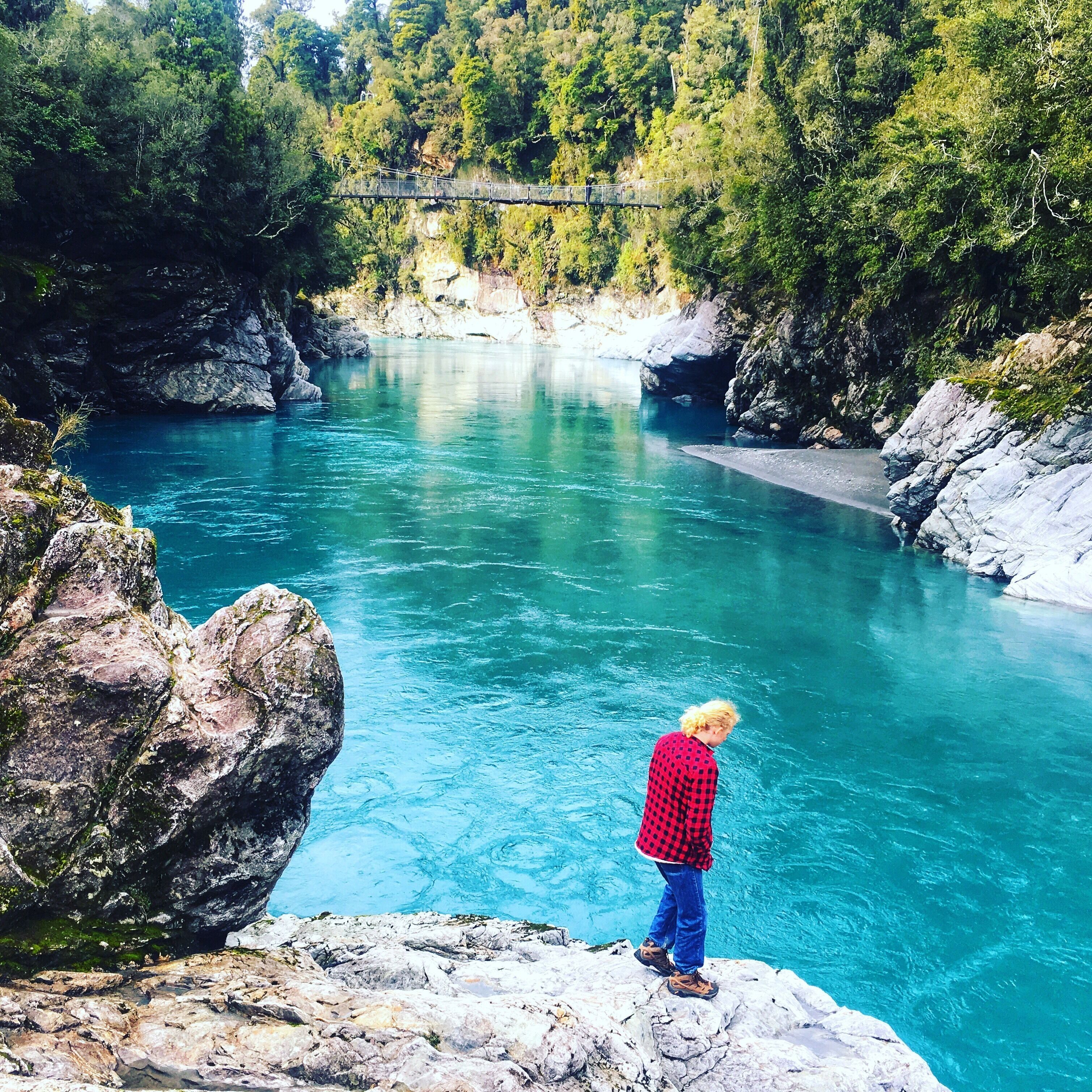 The water at Hokitika Gorge looks as if it has been dyed this gorgeous blue. Winter is a perfect time to go to New Zealand you have so many amazing places all to yourself.

#newzealand #nature