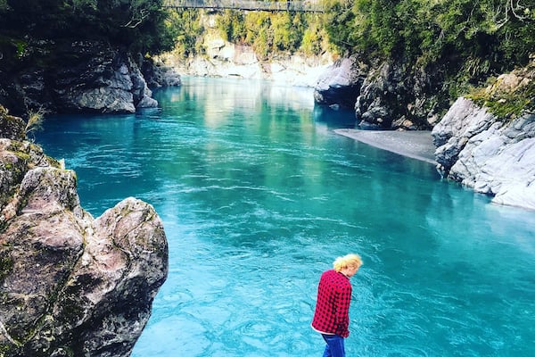 The water at Hokitika Gorge looks as if it has been dyed this gorgeous blue. Winter is a perfect time to go to New Zealand you have so many amazing places all to yourself.
#newzealand #nature