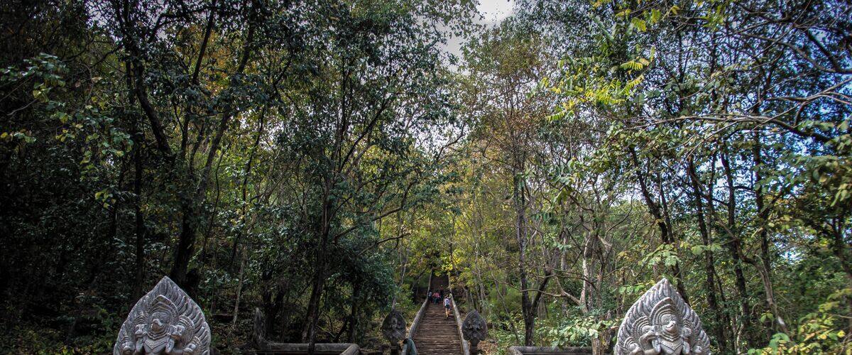 Built in the 10th century on the top of a hill, the temple is reachable by climbing a long flight of steps. Like in many of the temples in Angkor, there’s a coexistence of Hindu and Buddhist elements and it reminds, in a much smaller scale, the majestic Angkor Wat. The most scenic part, in my opinion, is the stairs. The 370 steps are framed by lushy trees that offer shade during your hike and it steep verticality, drag your eyes to the top temple.
http://nomadswind.com/cambodia-travel-diary-2-battambang-2/