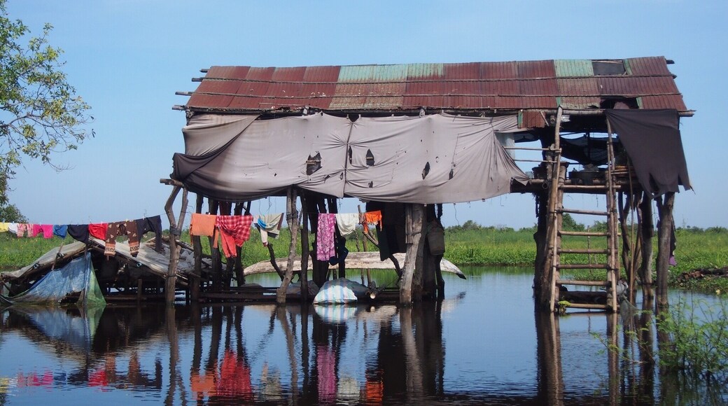 A typical house on the banks of the river on the way from Battambang to Siem Reap. GDP in Cambodia is only around $1,000 per annum but I expect it's rather less for many rural families - it looks idyllic but obviously there's no running water or electricity around here and it's often very difficult to access healthcare due to poor state services and corruption.