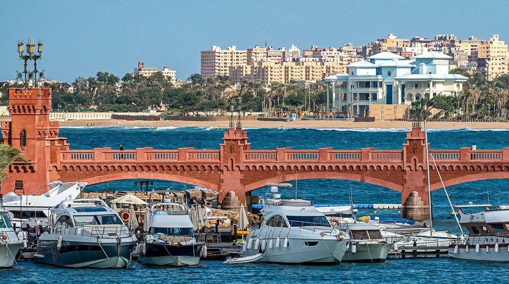 17/11/2018 Alexandria, Egypt, view of the embankment of the ancient city on the Mediterranean coast at dawn
