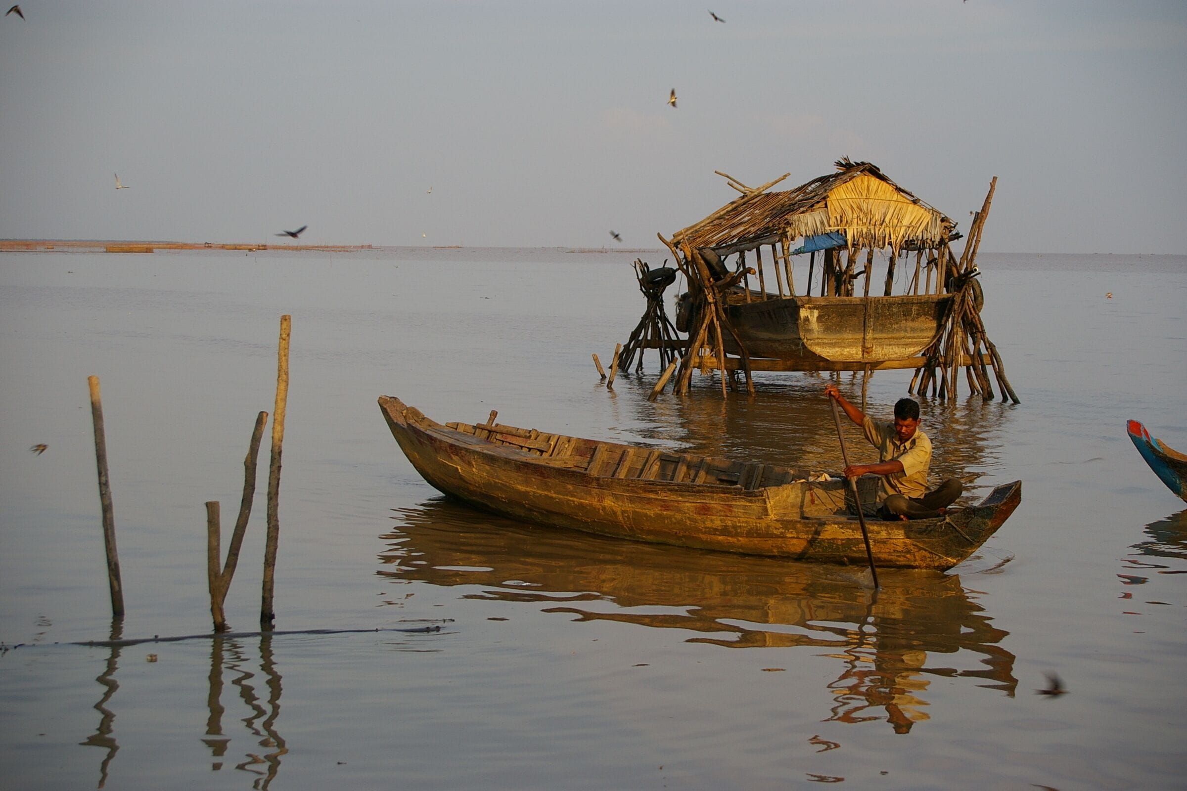 Just outside of Siem Reap in Cambodia, take a visit to the floating village on Tonle Sap Lake. 
