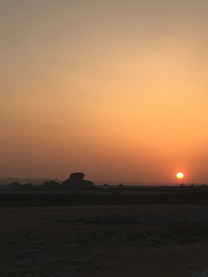 Breathtaking sunset just after arriving at the White Sahara