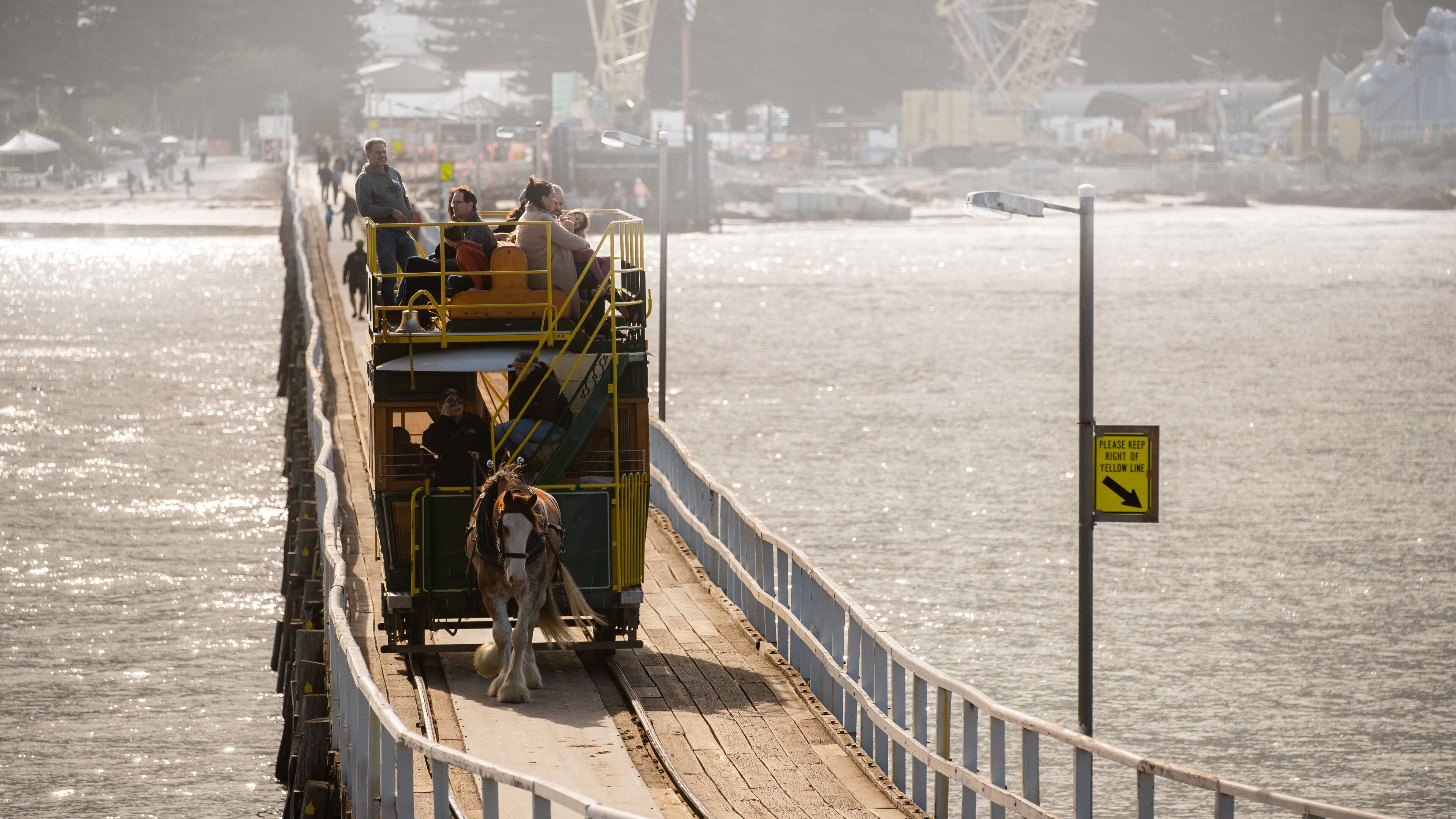 Victor Harbor Horse Drawn Tram showing a bridge, general coastal views and heritage elements