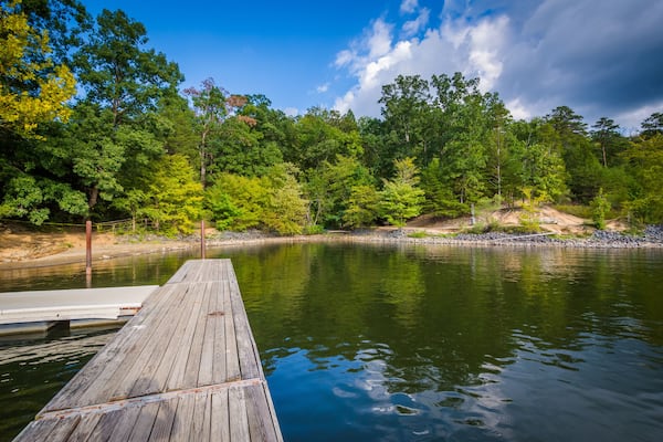 Docks in Lake Wylie, at McDowell Nature Preserve, in Charlotte,