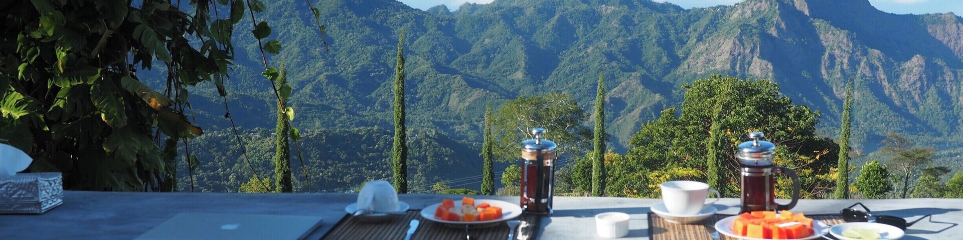 If you plan to visit Flores make sure that this guest house is on your list of places to stay. With breakfast views to die for, great food, lovely hosts, a huge and incredibly comfy bed, and easy access to the wonders of Gunung Inerie and the surrounding traditional Ngada villages of Bena etc. And all for 350,000 Indonesian Rupiah (under £17 / $25) per night B&B - as at July 2015. An absolute steal.
Read more at
http://www.aboveusonlyskies.com/jewel-flores-crown/