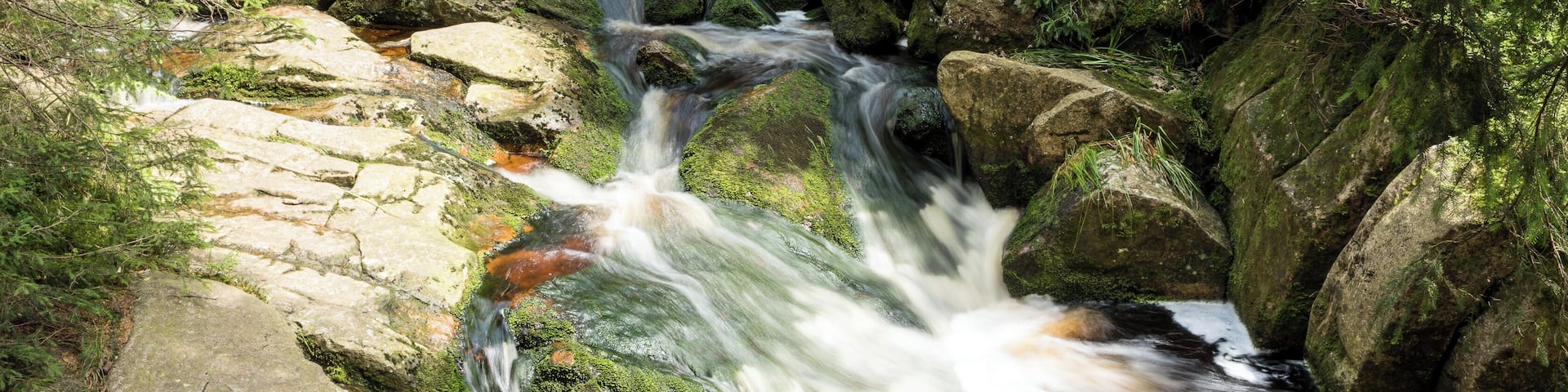 Ansicht des oberen der beiden Bodewasserfälle bei Braunlage am Fuß des Wurmbergs