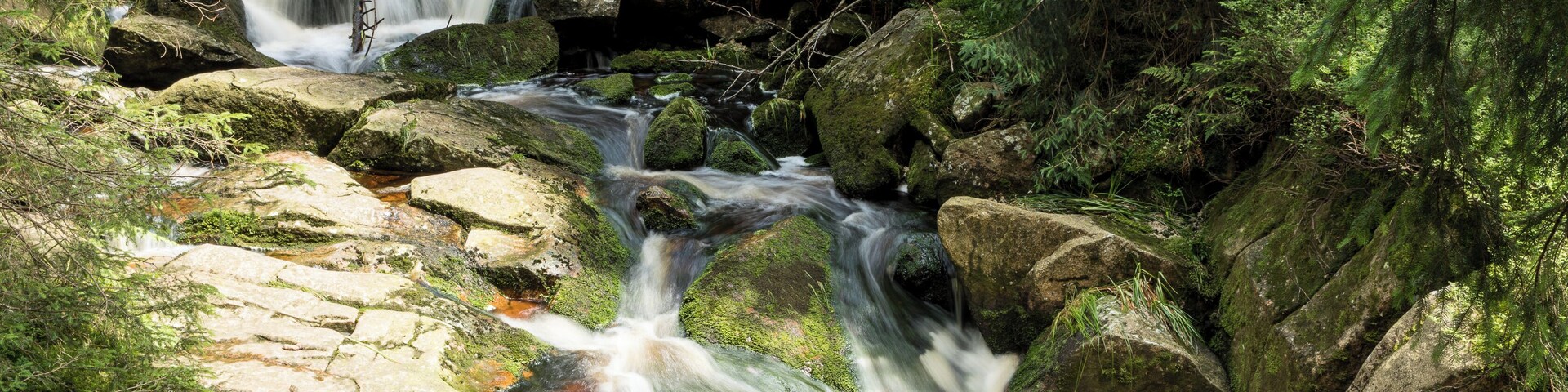 Ansicht des oberen der beiden Bodewasserfälle bei Braunlage am Fuß des Wurmbergs
