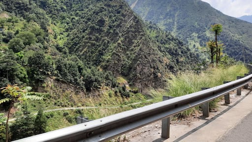 A picturesque sight of the Line of Control that separates Pakistan and India can be seen from the Keran sector of Pakistan Kashmir. This boundary is marked by a swiftly flowing river along the LOC.